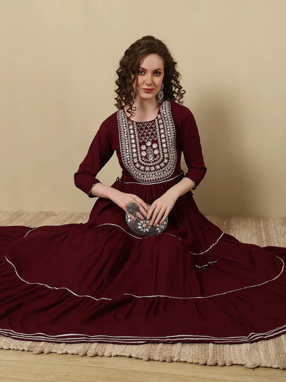 Lekha Trend Wine 01 Rayon Machine Wash Anarkali Collection 