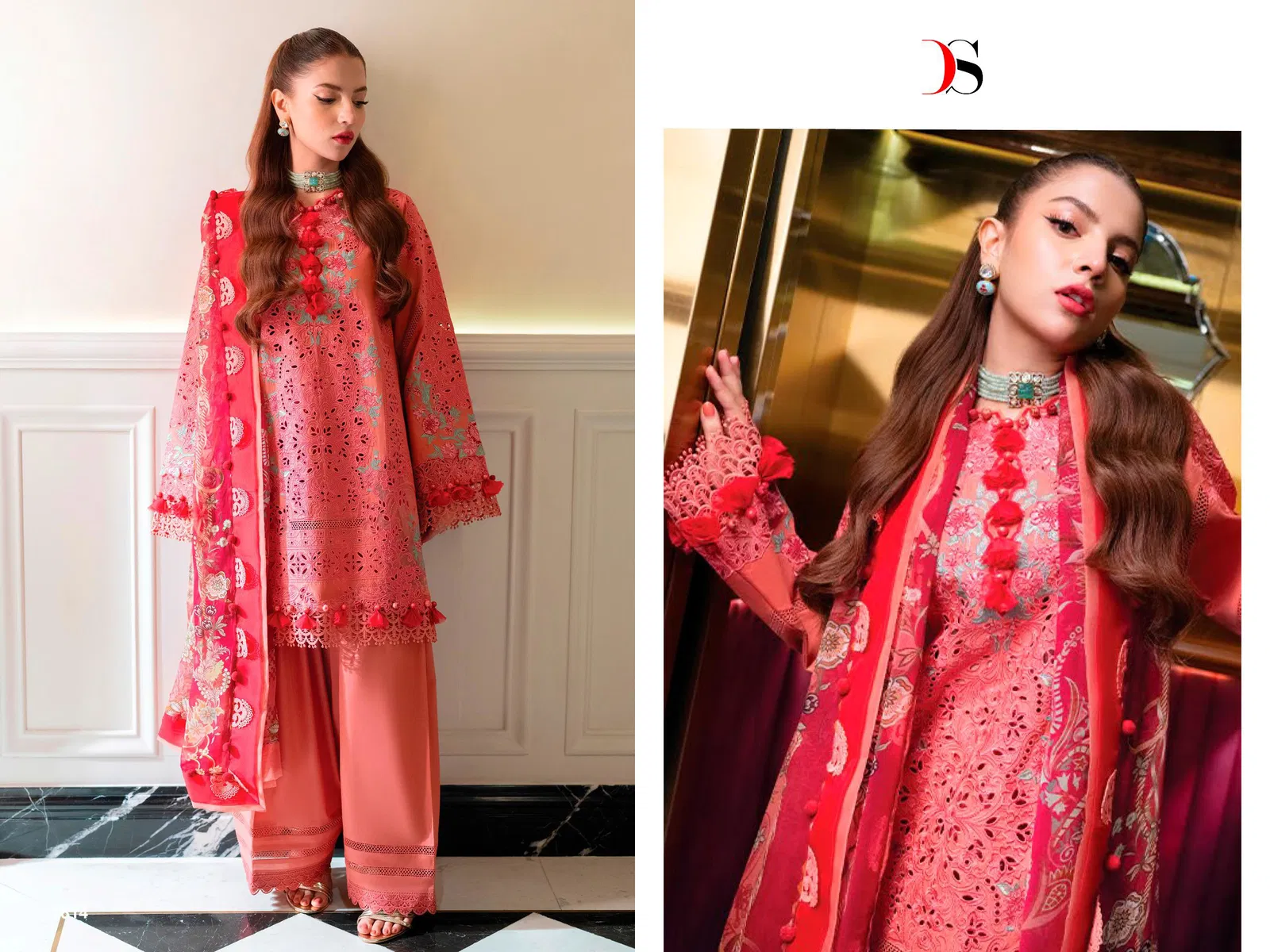 Deepsy Ombre Starlet Chiffon Dupatta Cotton Pakistani Salwar Kameez