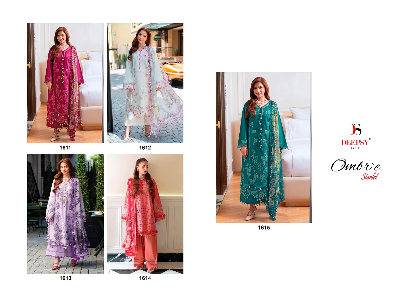 Deepsy Ombre Starlet Chiffon Dupatta Cotton Pakistani Salwar Kameez