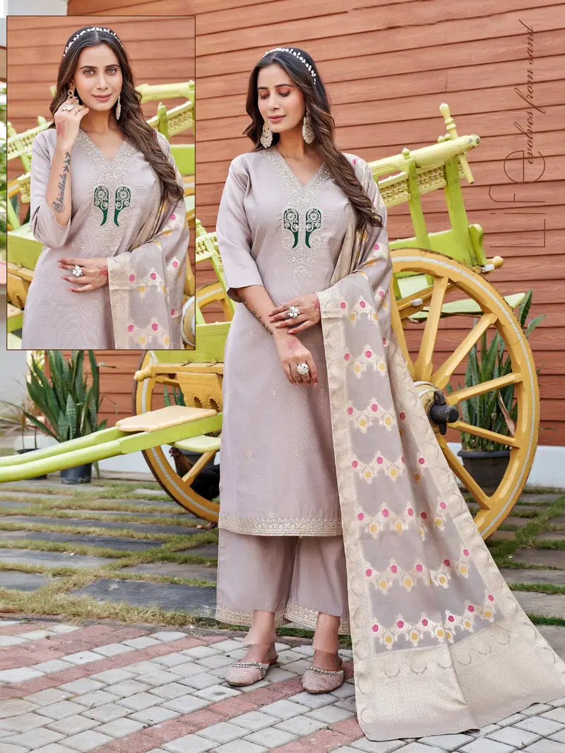 Naisha K 628 Vertican With Work Kurti Pant And Dupatta Collection