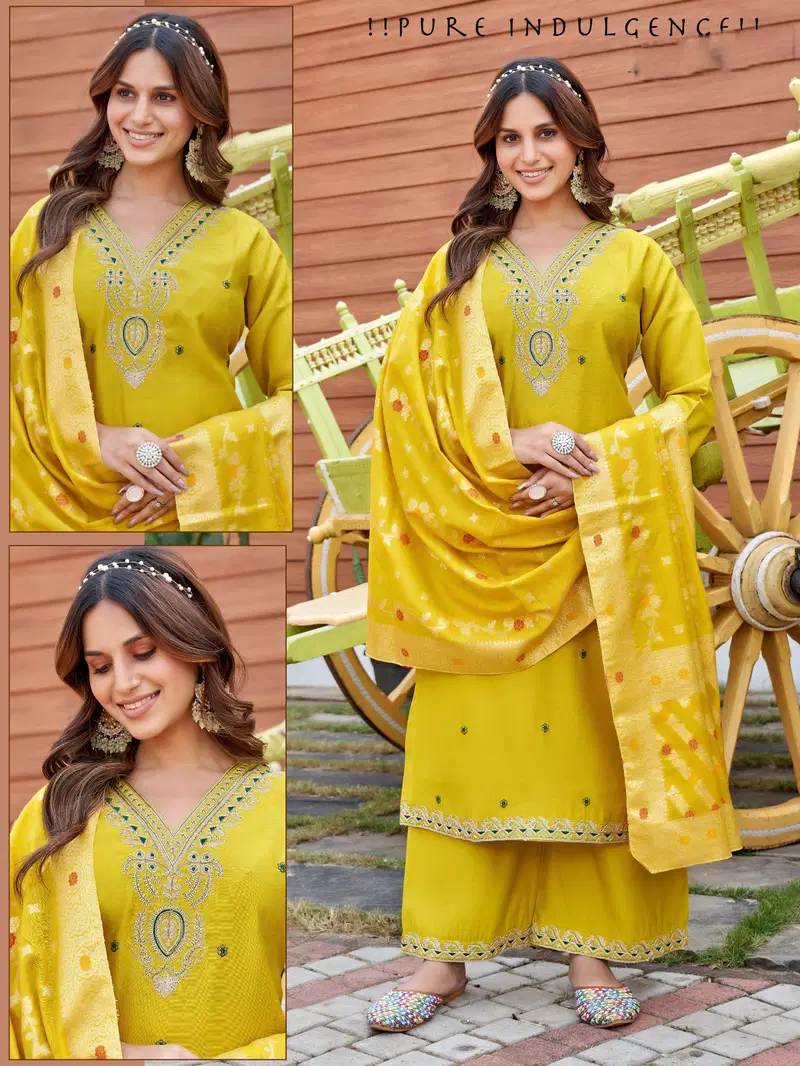 Naisha K 628 Vertican With Work Kurti Pant And Dupatta Collection