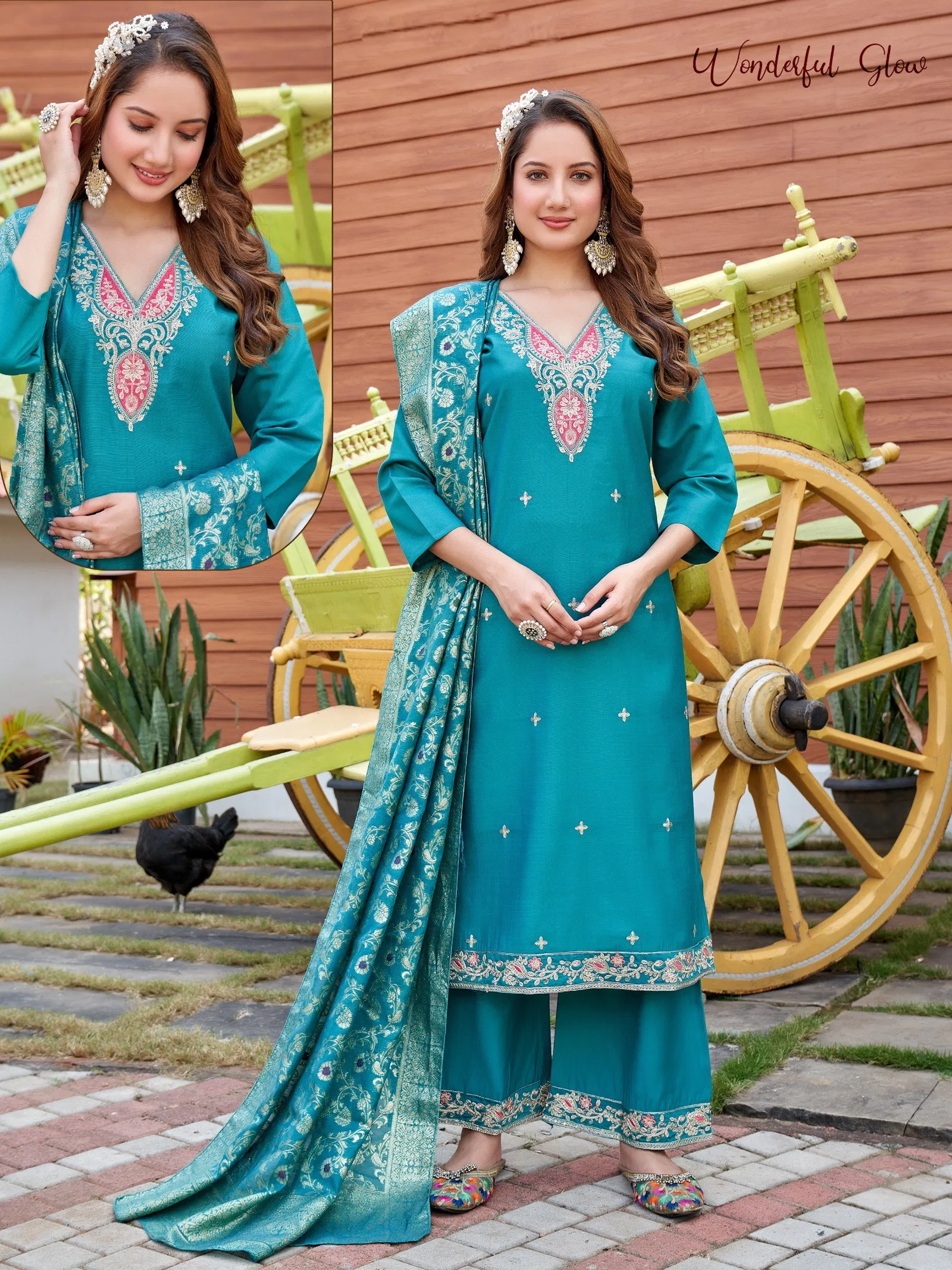 Naisha K 628 Vertican With Work Kurti Pant And Dupatta Collection