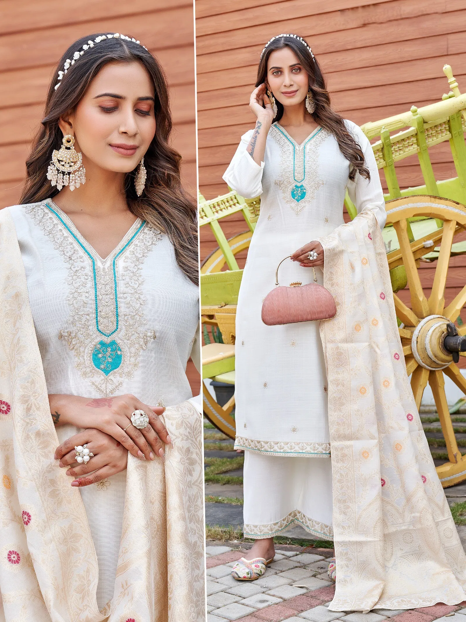 Naisha K 628 Vertican With Work Kurti Pant And Dupatta Collection