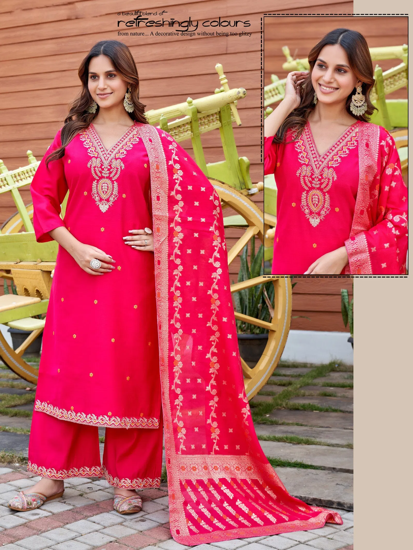 Naisha K 628 Vertican With Work Kurti Pant And Dupatta Collection
