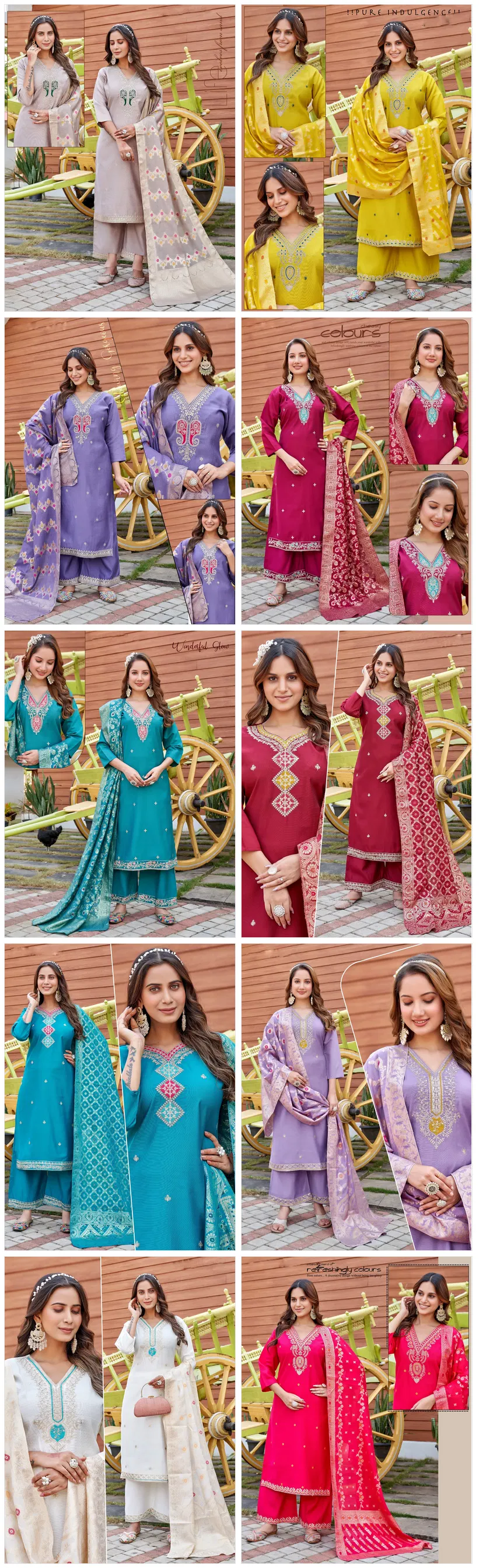Naisha K 628 Vertican With Work Kurti Pant And Dupatta Collection