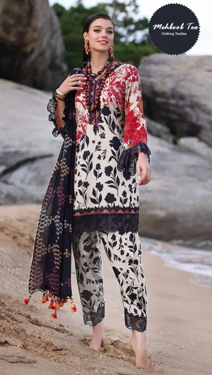 Mehboob tex 1377 B Chiffon Dupatta Cotton Pakistani Salwar Kameez