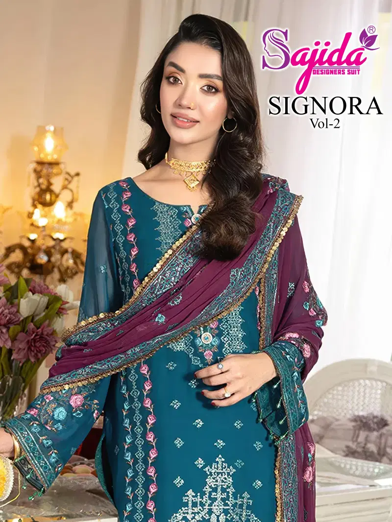 Sajida Signora Vol 2 Georgette With Embroidered Work Pakistani Salwar Kameez