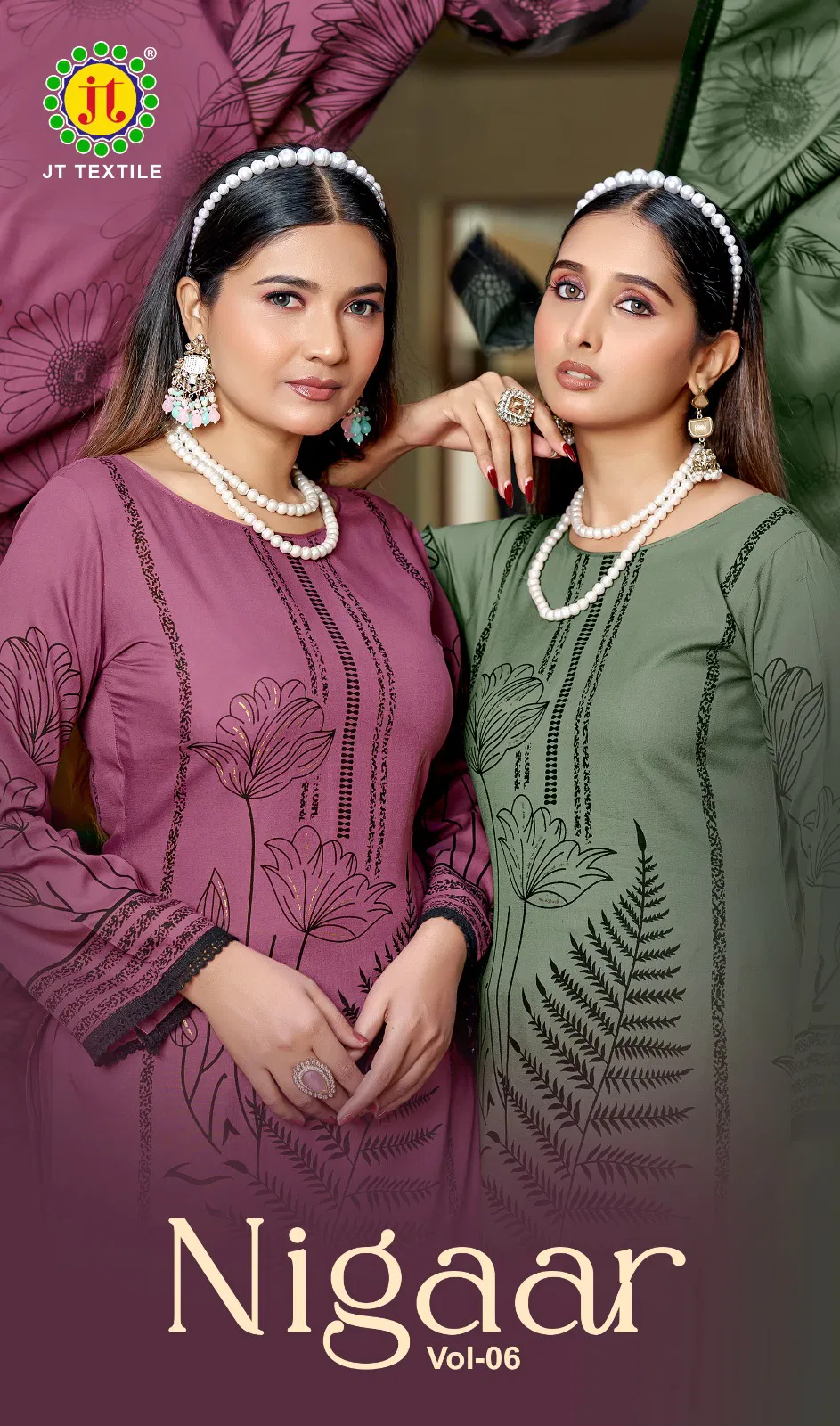 Jt Nigaar Vol 6 Rayon With Printed Dress Material Collection