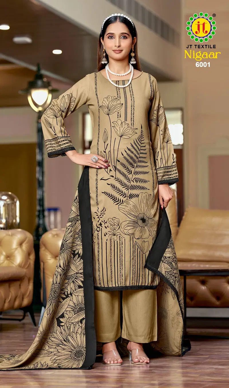 Jt Nigaar Vol 6 Rayon With Printed Dress Material Collection