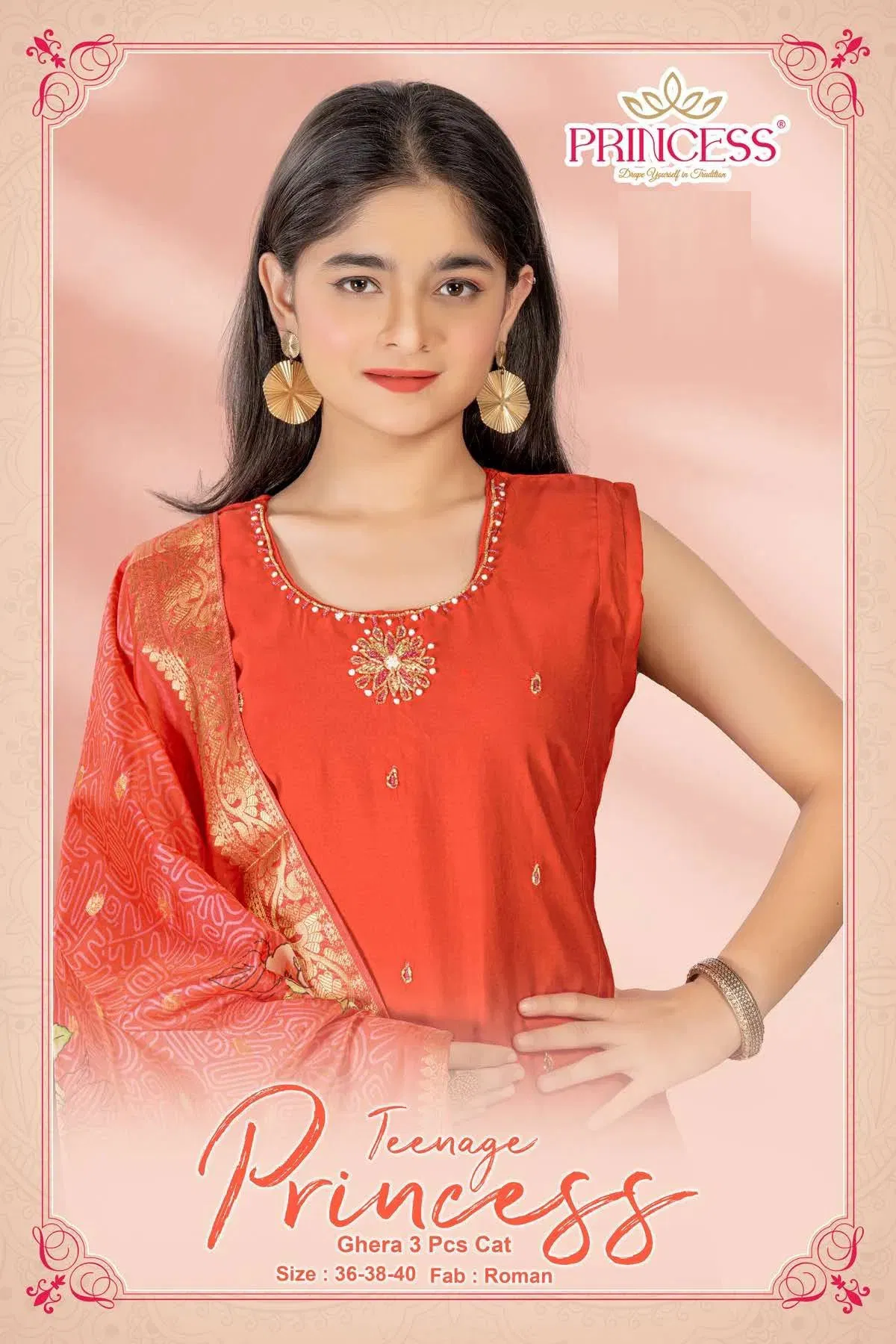 Princess Teenage Roman Silk Hand Work Kurti Set Collection