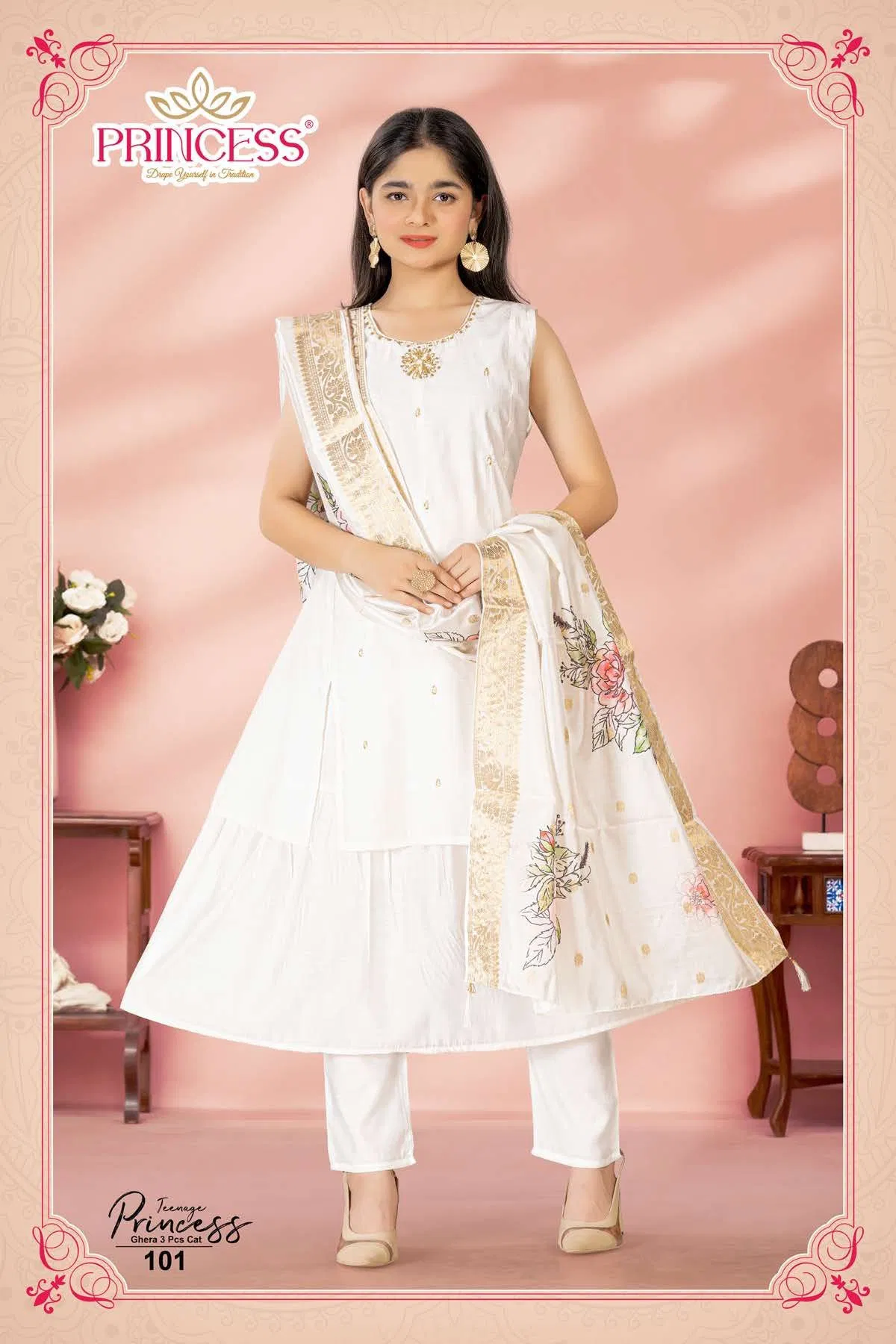 Princess Teenage Roman Silk Hand Work Kurti Set Collection