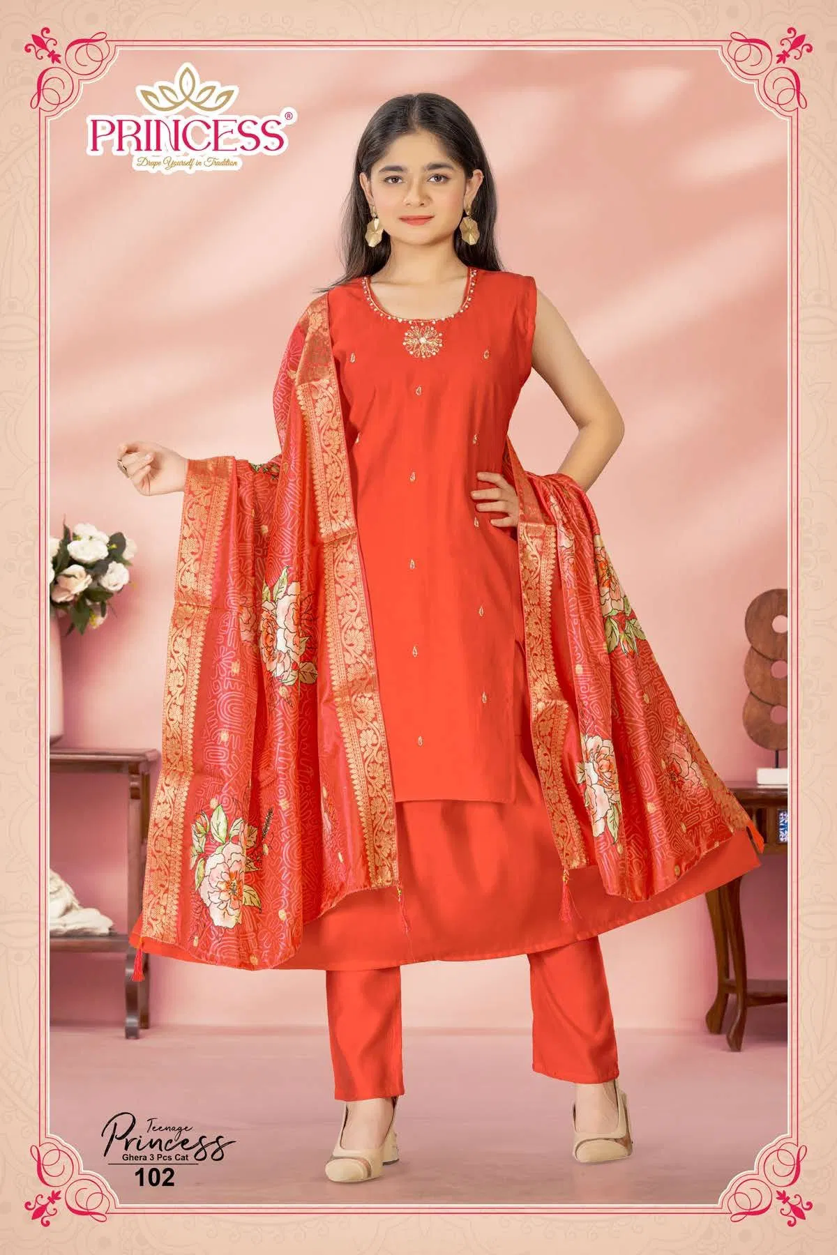 Princess Teenage Roman Silk Hand Work Kurti Set Collection