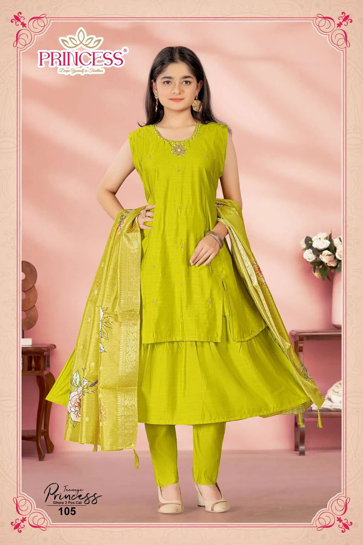 Princess Teenage Roman Silk Hand Work Kurti Set Collection