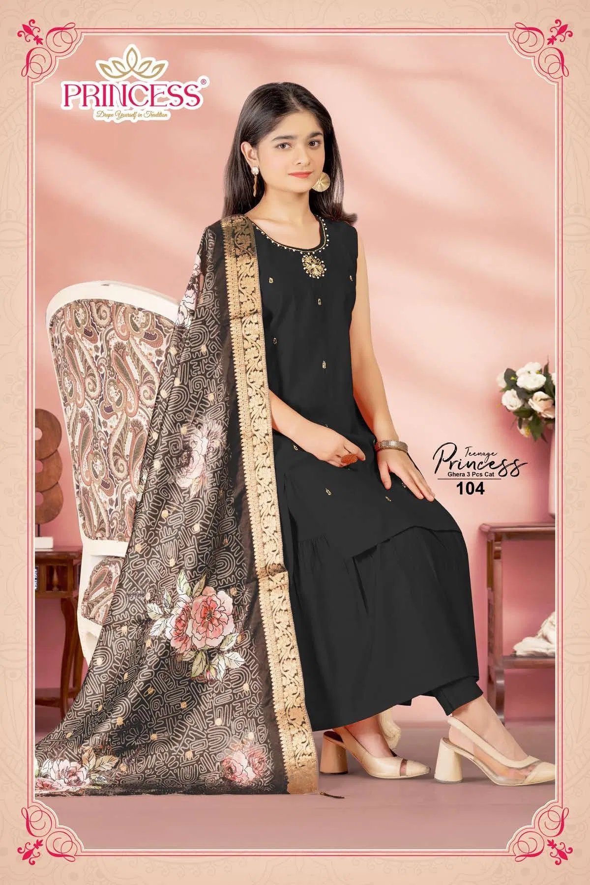 Princess Teenage Roman Silk Hand Work Kurti Set Collection