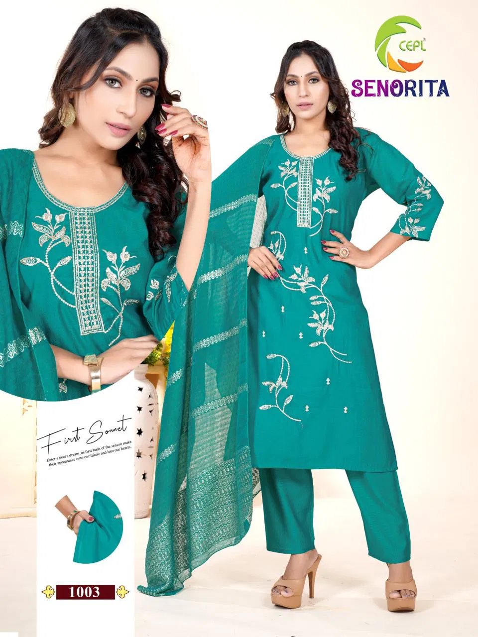 Senorita Vol 1 Heavy Vatican Silk Designer Kurti Pant And Dupatta