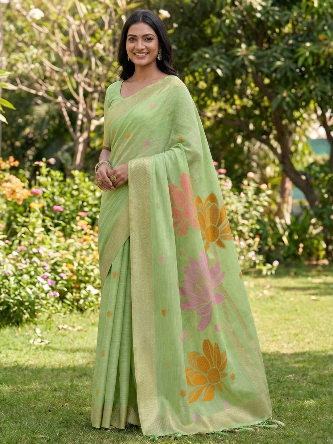 Ast Pankhudi Soft Linen Cotton Festival Saree Collection