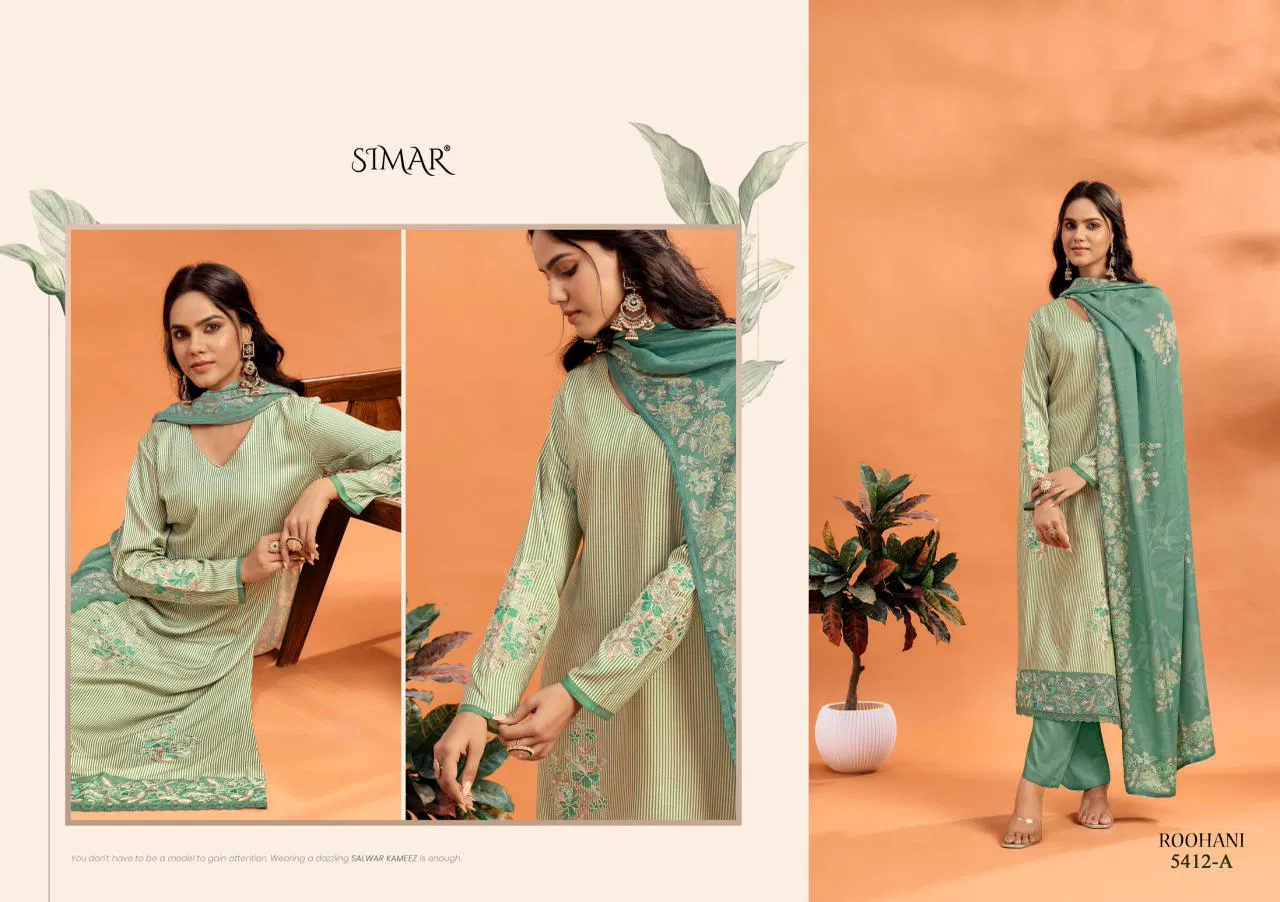 Glossy Simar Roohani Lawn Cotton Digital Print With Work Salwar Kameez