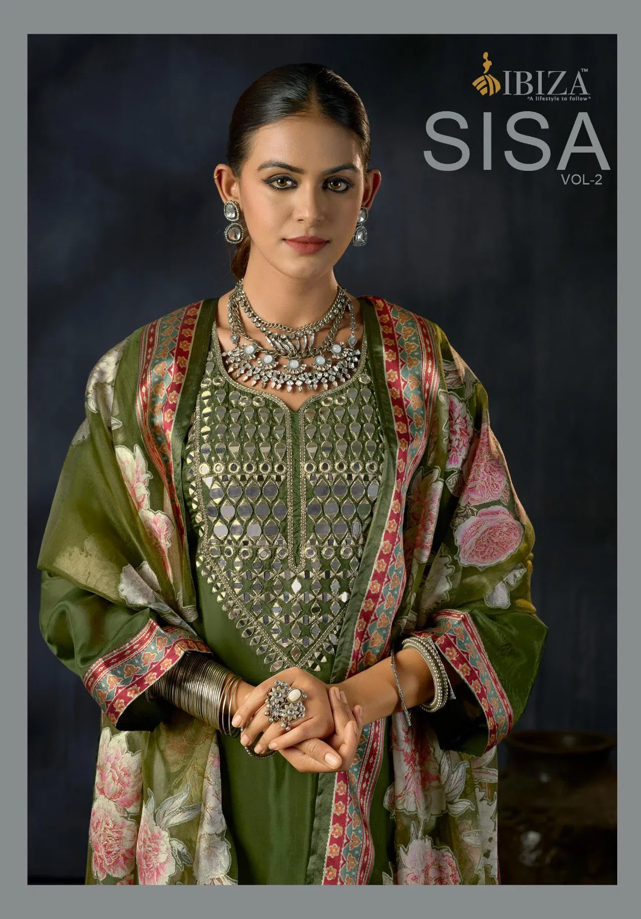 Ibiza Sisa Vol 2 Glass Organza With Mirror Work Salwar Kameez
