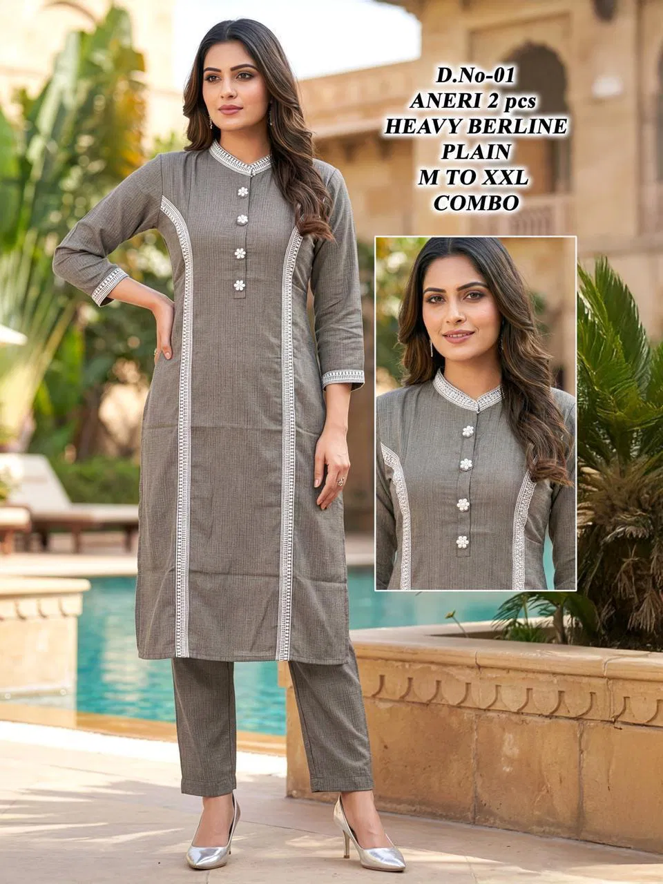 Aneri Vol 1 Heavy Berline Embroidery Top And Bottom Collection