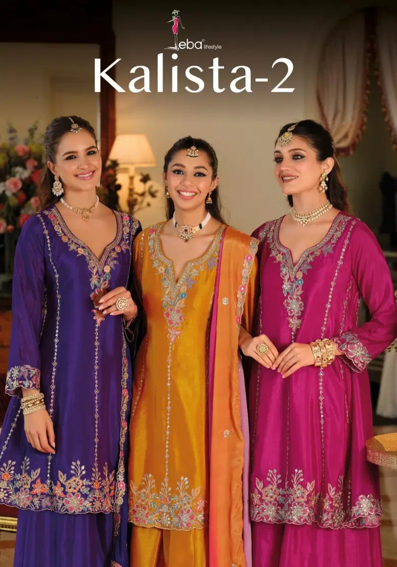 Eba Kalista Vol 2 Chinon With Embroidery Work Top Bottom And Dupatta