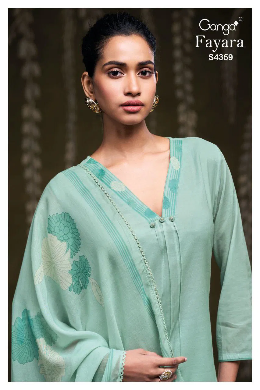 Ganga Fayara 4359 Mul Printed With Embroidery Work Dress Material