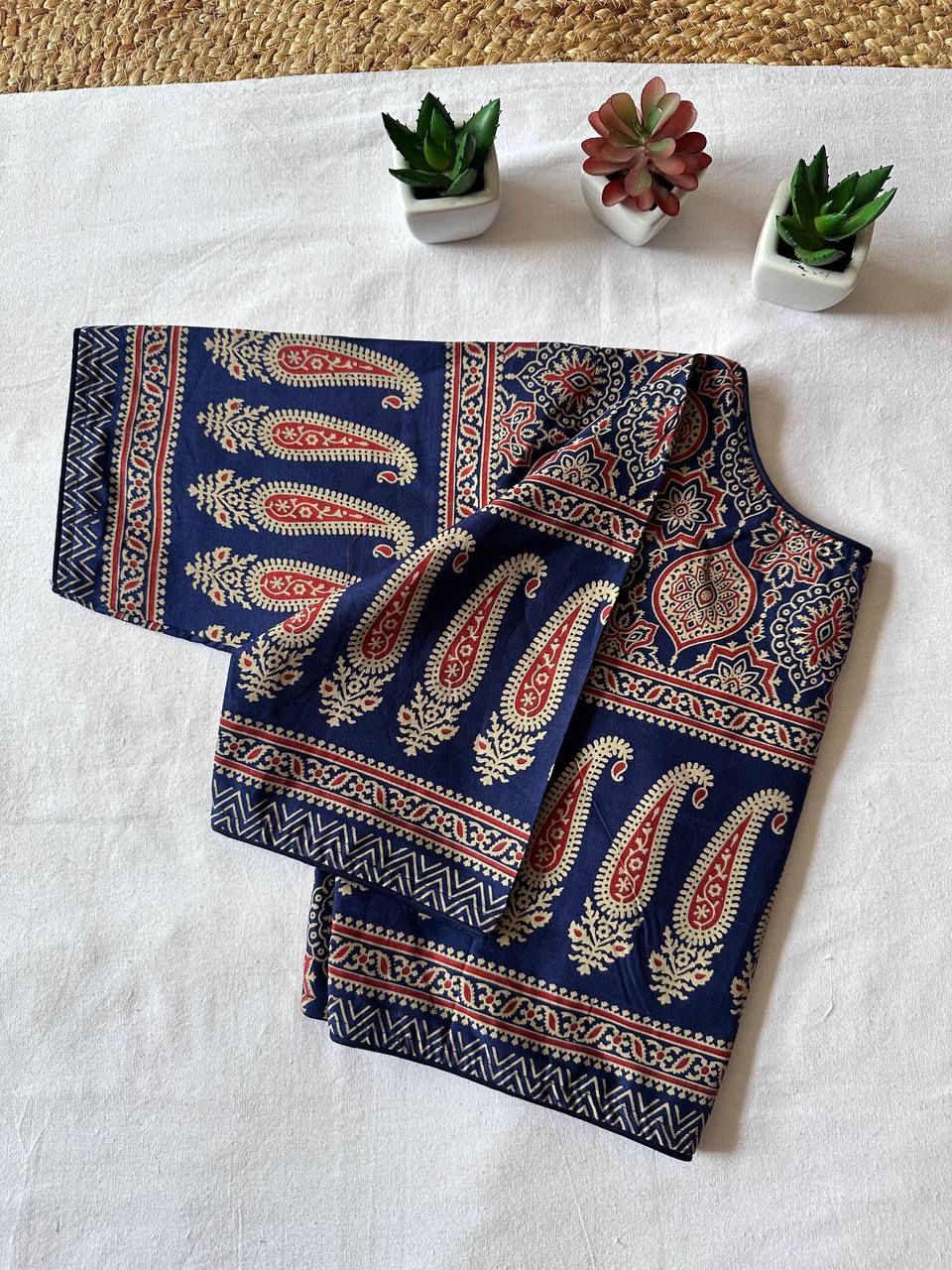 Ruh Pure Ajrakh Version 2 HandBlock Cotton Blouse Collection