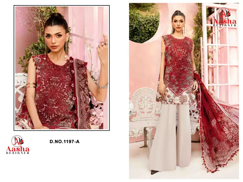 Aasha 1197 A And B Cotton Dupatta Cotton Embroidery Work Salwar Kameez