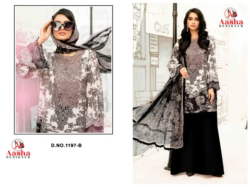 Aasha 1197 A And B Cotton Dupatta Cotton Embroidery Work Salwar Kameez