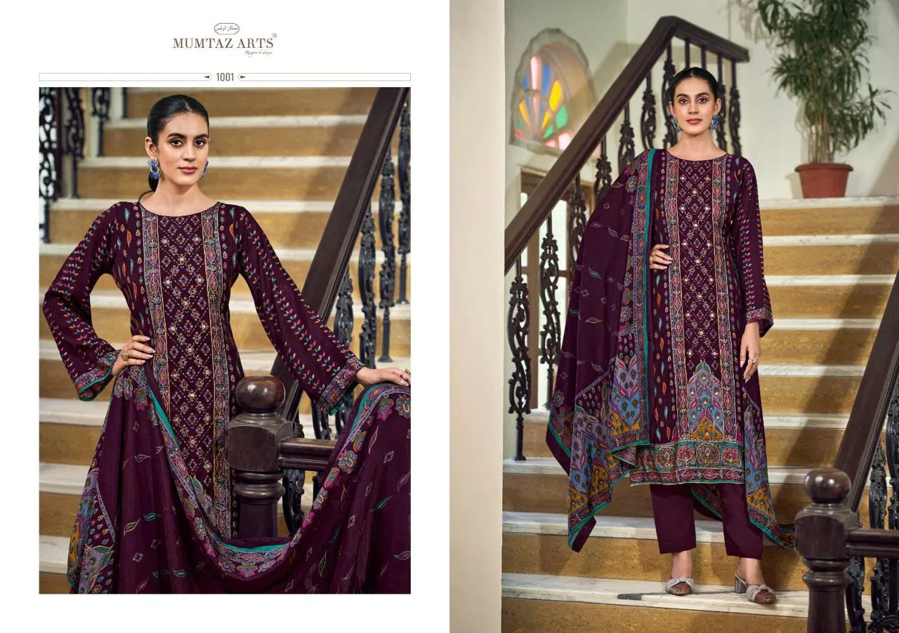 Mumtaz Tanya Viscose Muslin Digital Foil Print Dress Material
