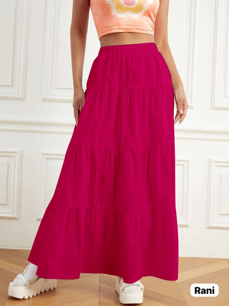 Maji Long maxi Skirt Rayon Pleated solid color skirt can be perfectly matched Collection 