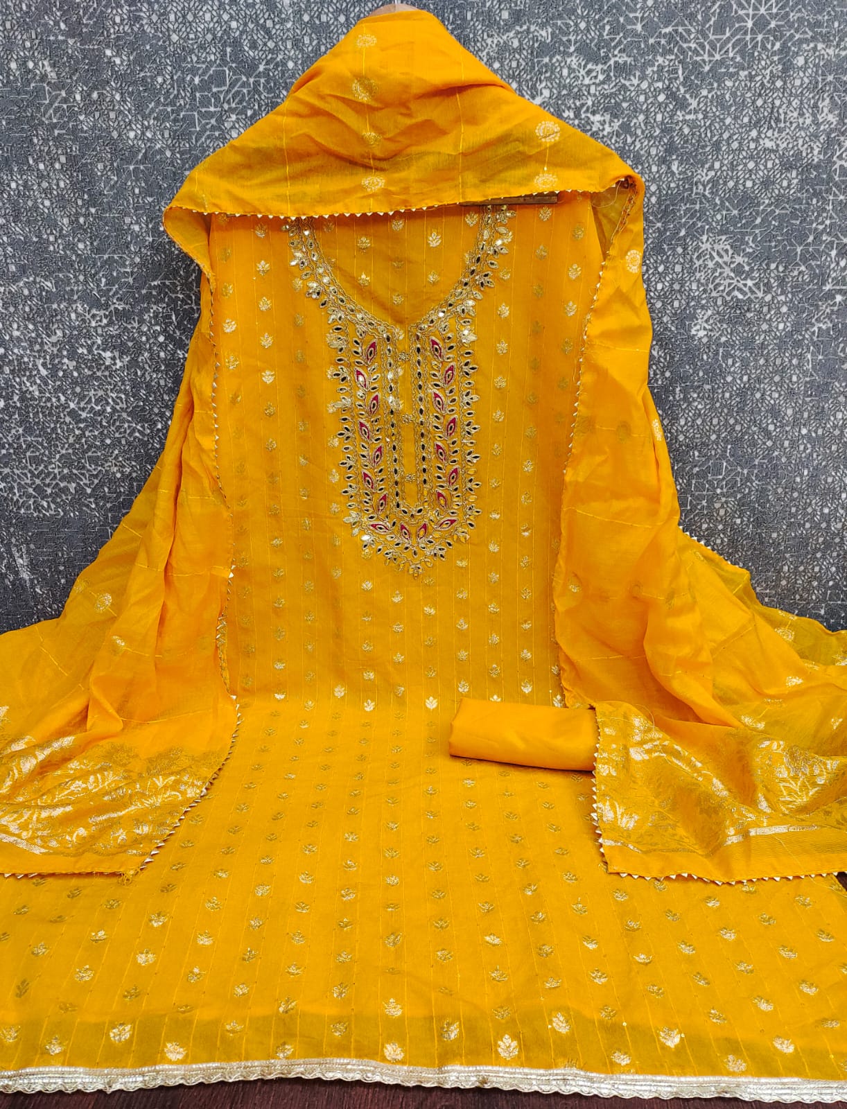 Designer Hifi Banarasi Silk Weaving Zakard Kodding Gotapatti Work Dress Material Collection
