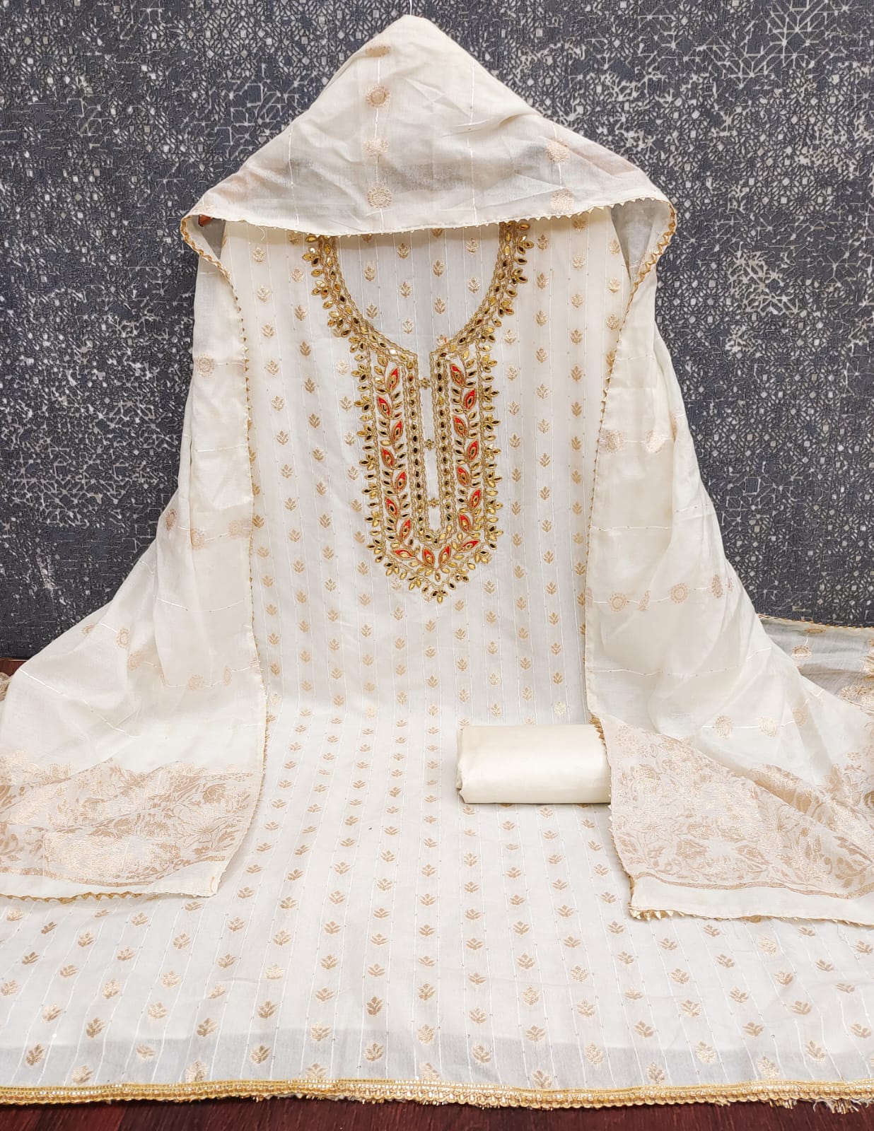 Designer Hifi Banarasi Silk Weaving Zakard Kodding Gotapatti Work Dress Material Collection