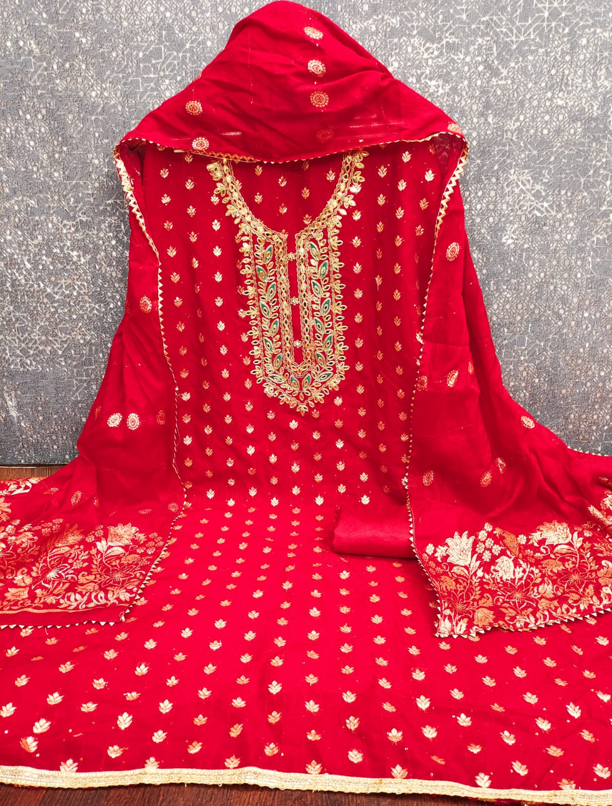 Designer Hifi Banarasi Silk Weaving Zakard Kodding Gotapatti Work Dress Material Collection