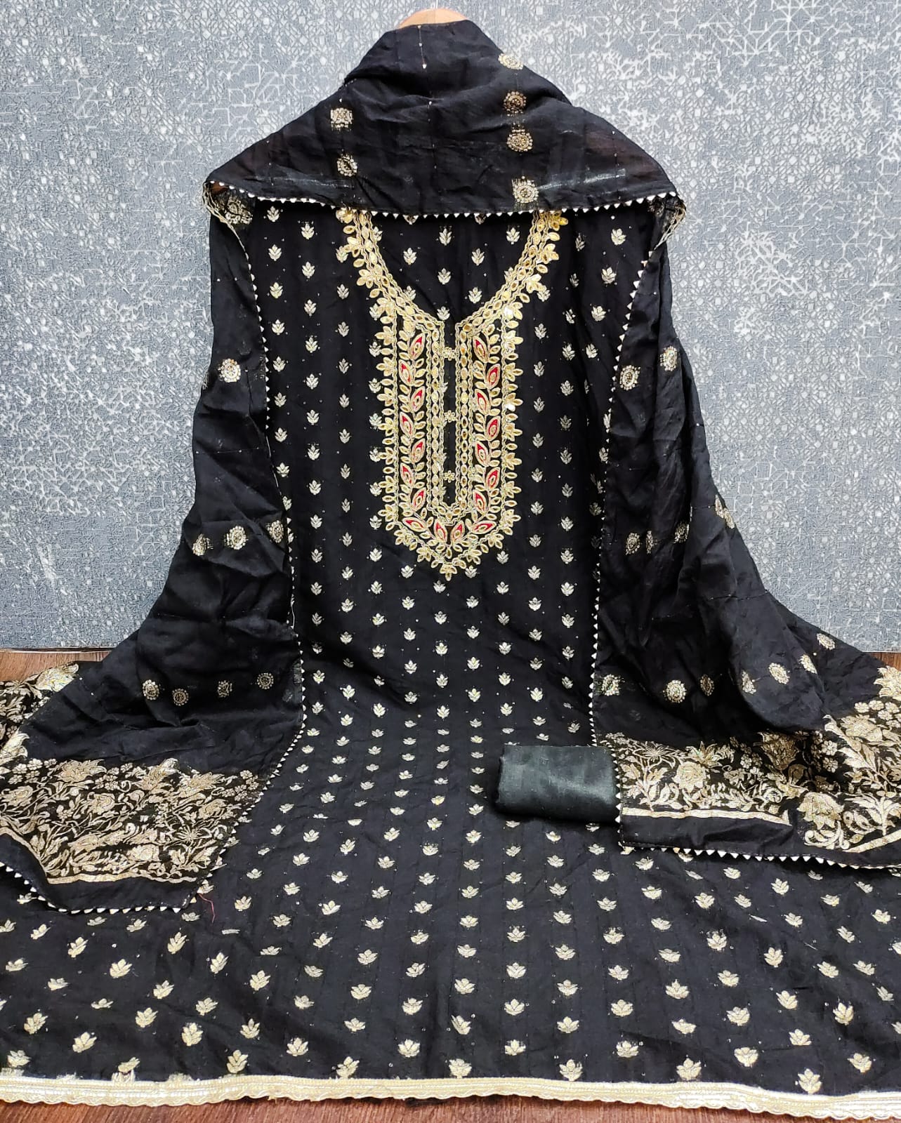 Designer Hifi Banarasi Silk Weaving Zakard Kodding Gotapatti Work Dress Material Collection