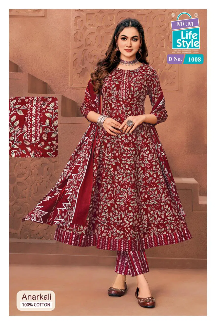Mcm Anarkali Vol 10 Heavy Cotton Readymade Kurti Pant With Dupatta