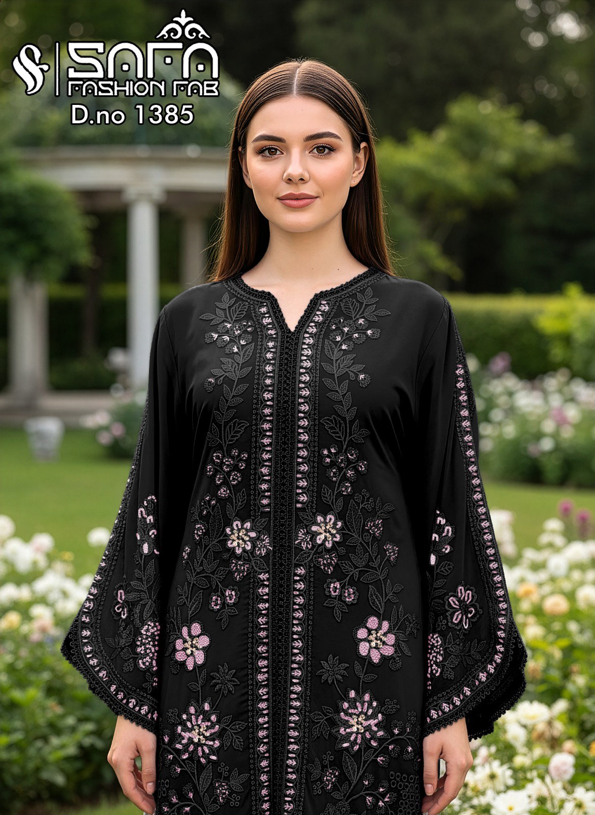 Luxury Pret 1385 Designer Embroidered Tunic With Sleeves  Pakistani Readymade Collection 