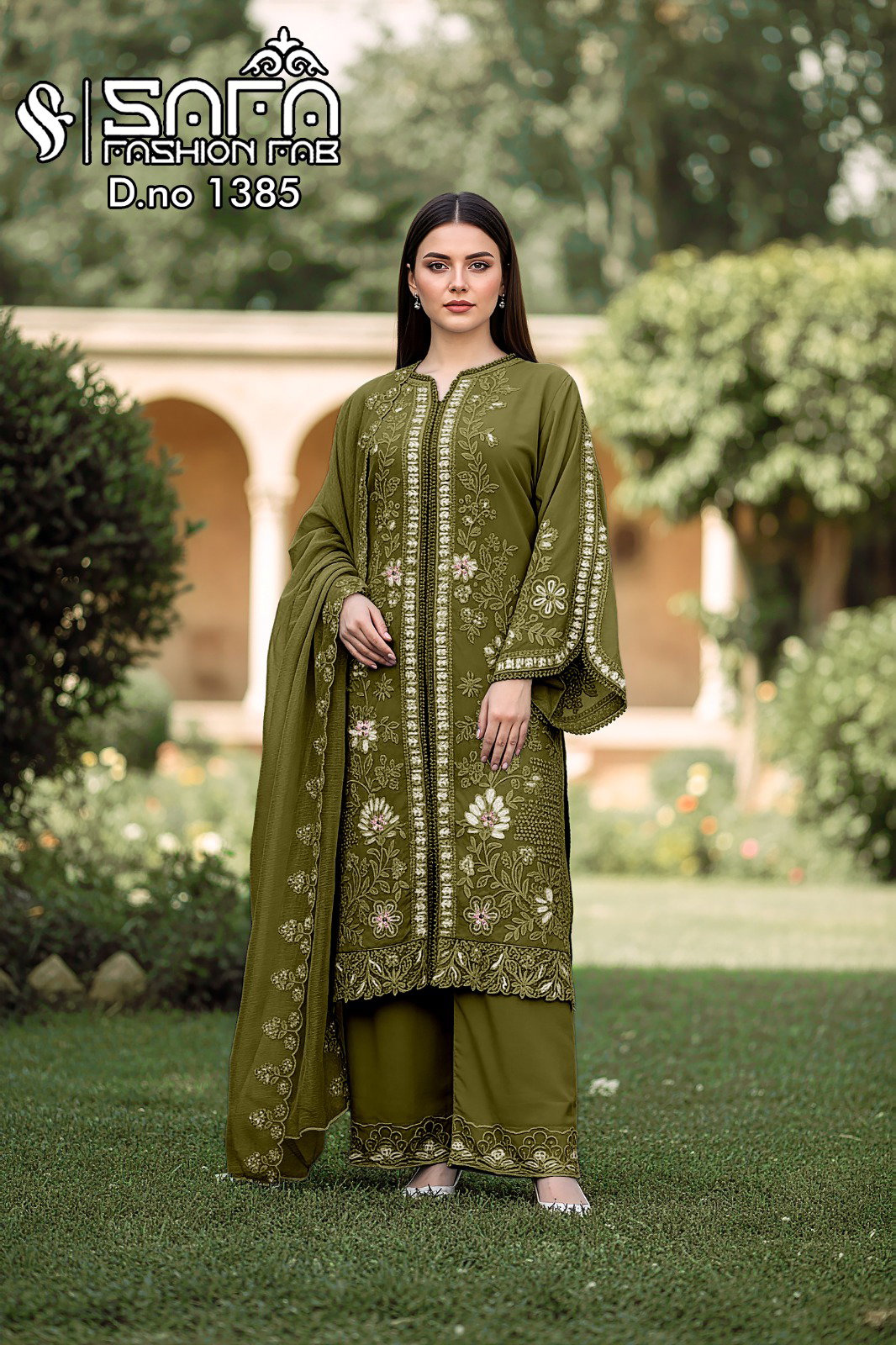 Luxury Pret 1385 Designer Embroidered Tunic With Sleeves  Pakistani Readymade Collection 