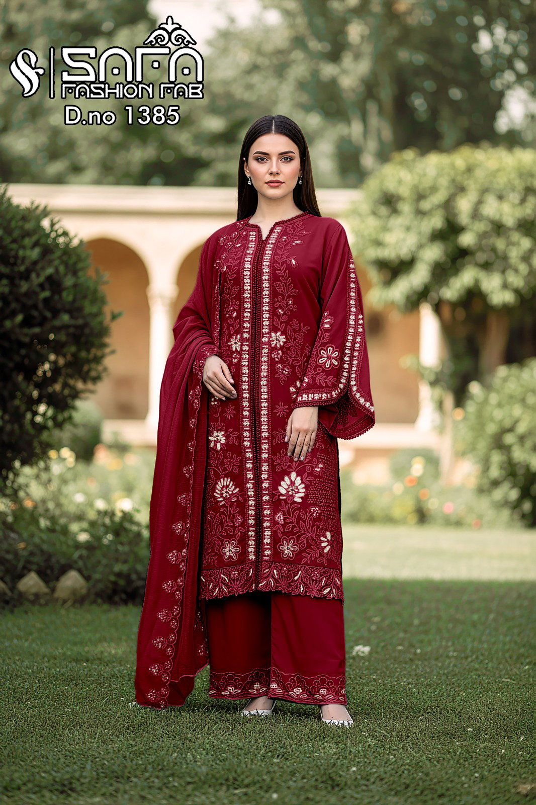 Luxury Pret 1385 Designer Embroidered Tunic With Sleeves  Pakistani Readymade Collection 