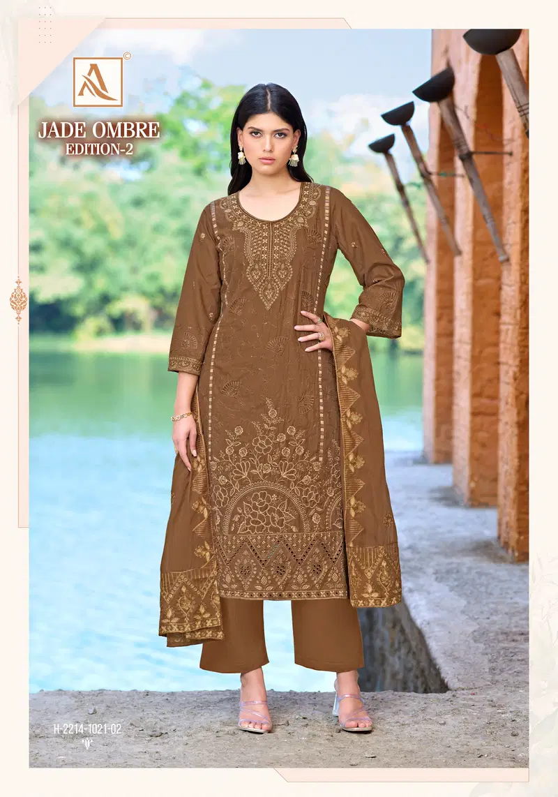 Alok Jade Ombre Edition 2 Cambric Lawn Cotton Embroidery Dress Material