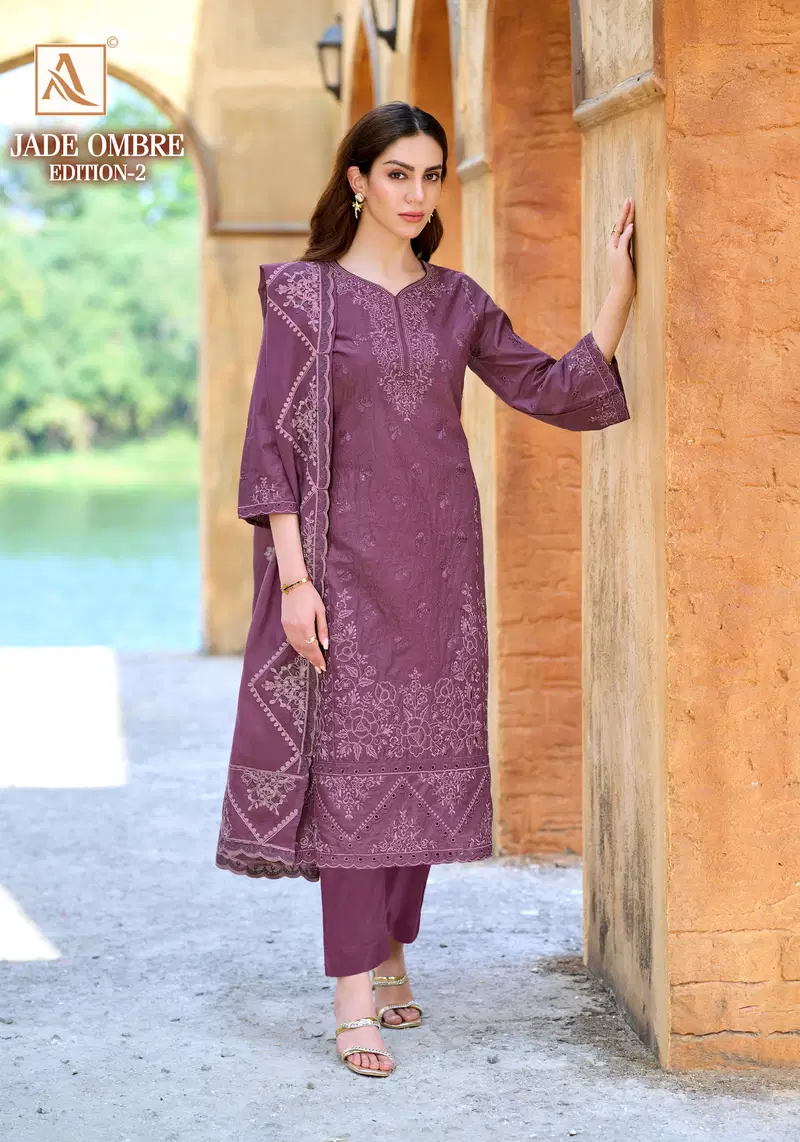 Alok Jade Ombre Edition 2 Cambric Lawn Cotton Embroidery Dress Material