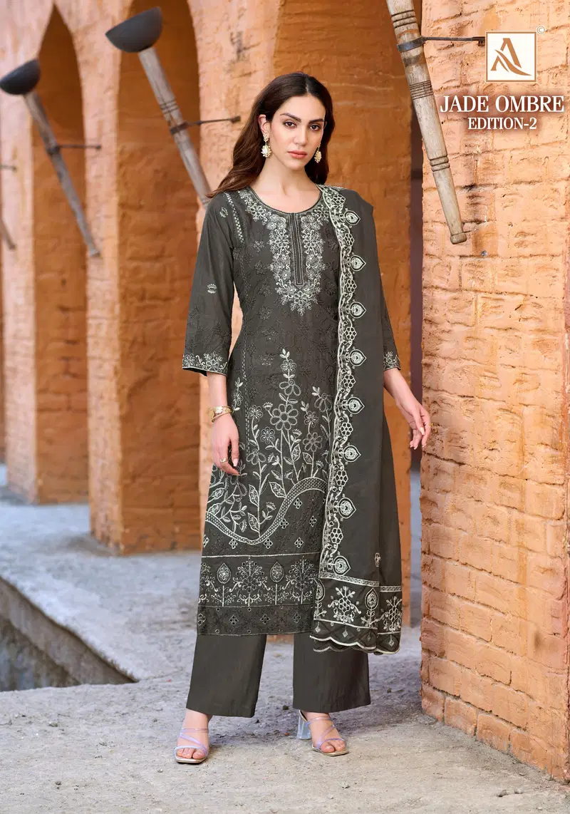 Alok Jade Ombre Edition 2 Cambric Lawn Cotton Embroidery Dress Material