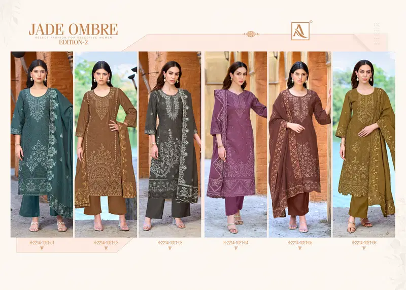 Alok Jade Ombre Edition 2 Cambric Lawn Cotton Embroidery Dress Material