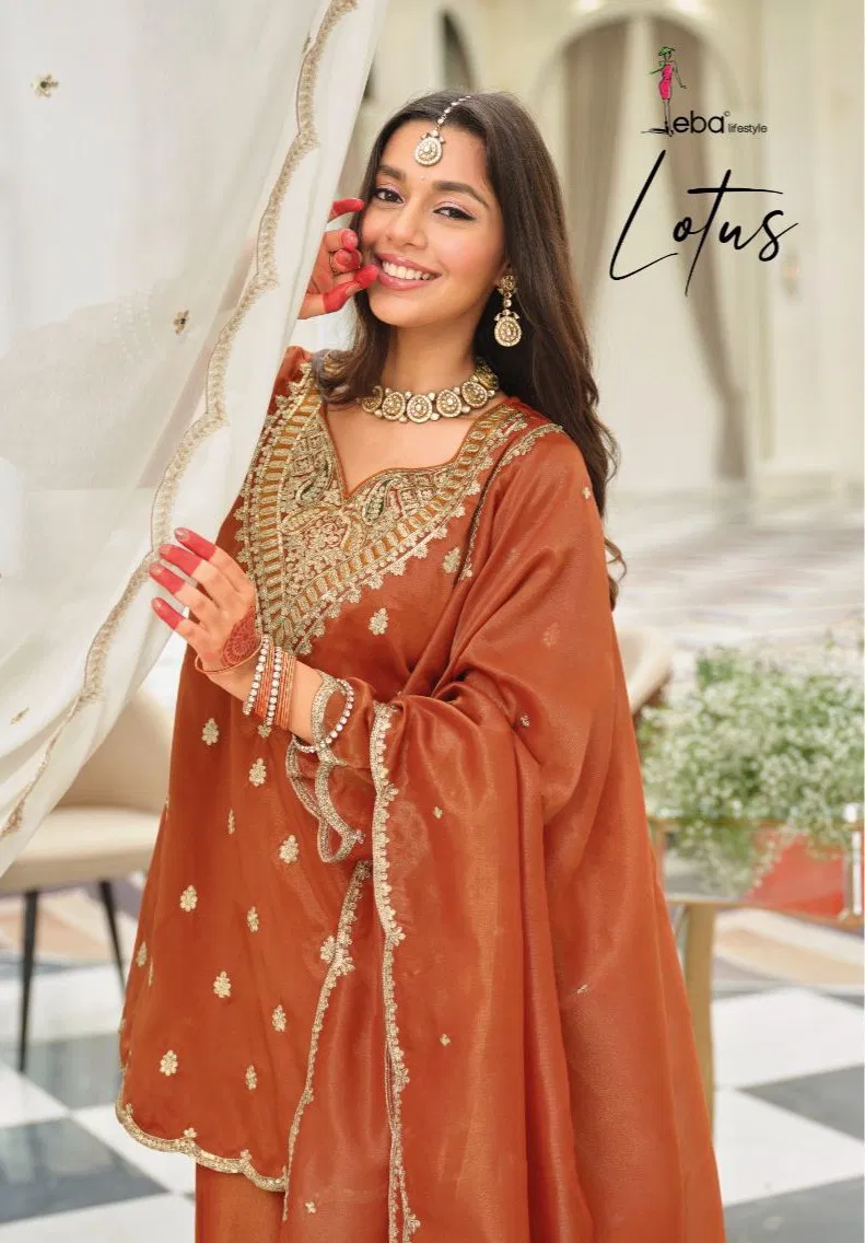 Eba Lotus Simar With Embroidery Work Top Bottom And Dupatta
