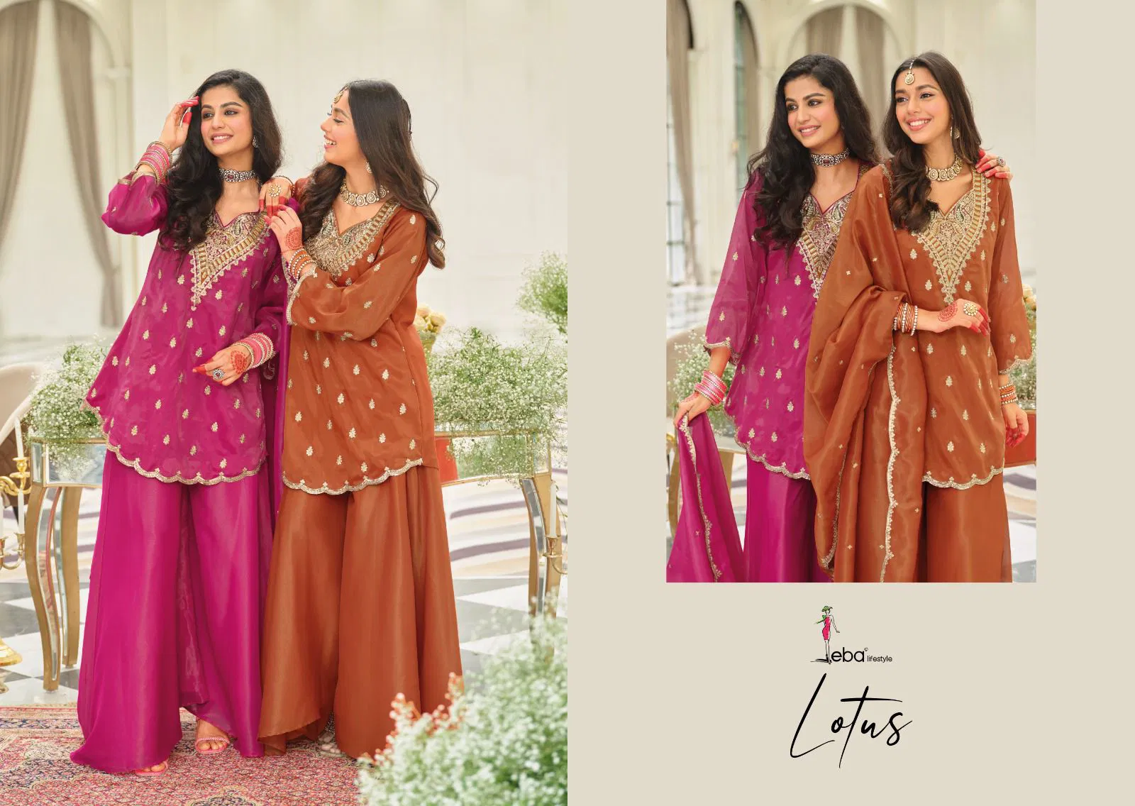 Eba Lotus Simar With Embroidery Work Top Bottom And Dupatta