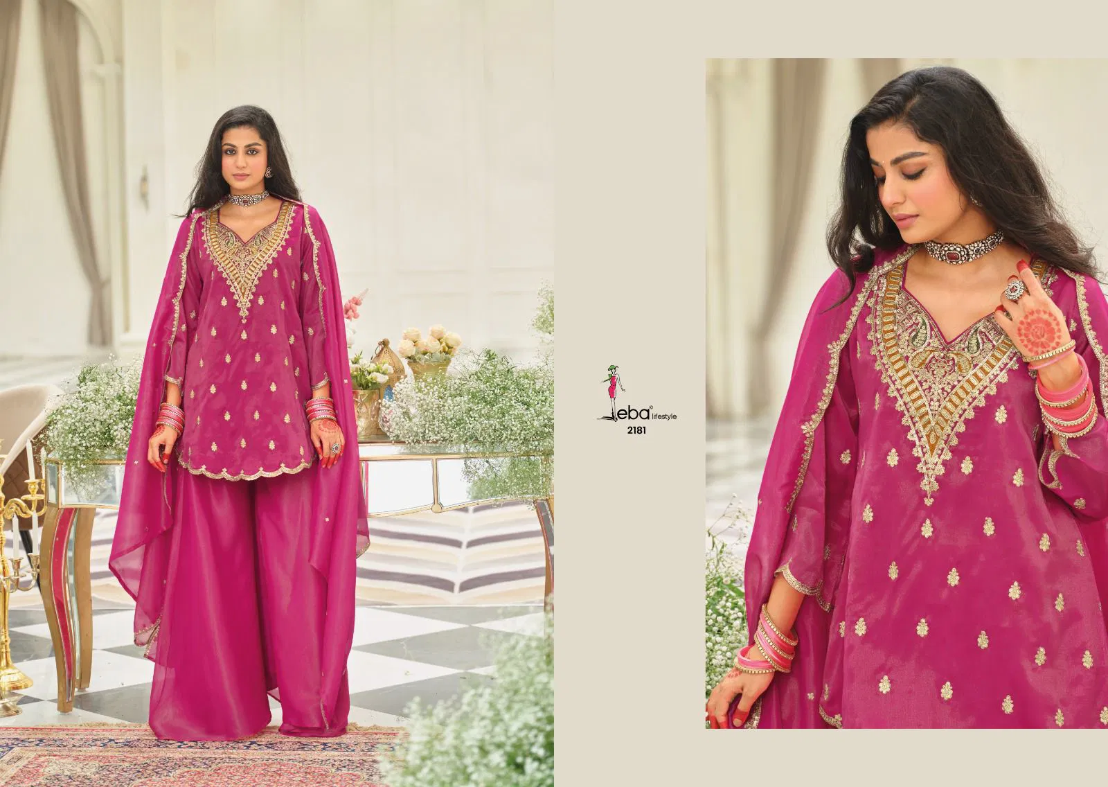 Eba Lotus Simar With Embroidery Work Top Bottom And Dupatta