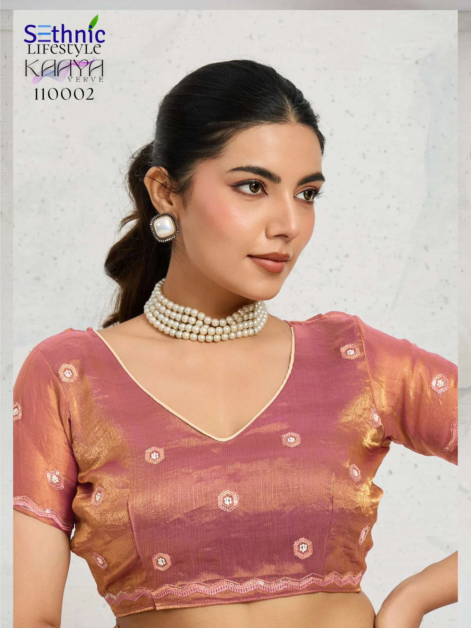 Sethnic Kaaya Verve Chiffon Velvet With Embroidered Saree Collection