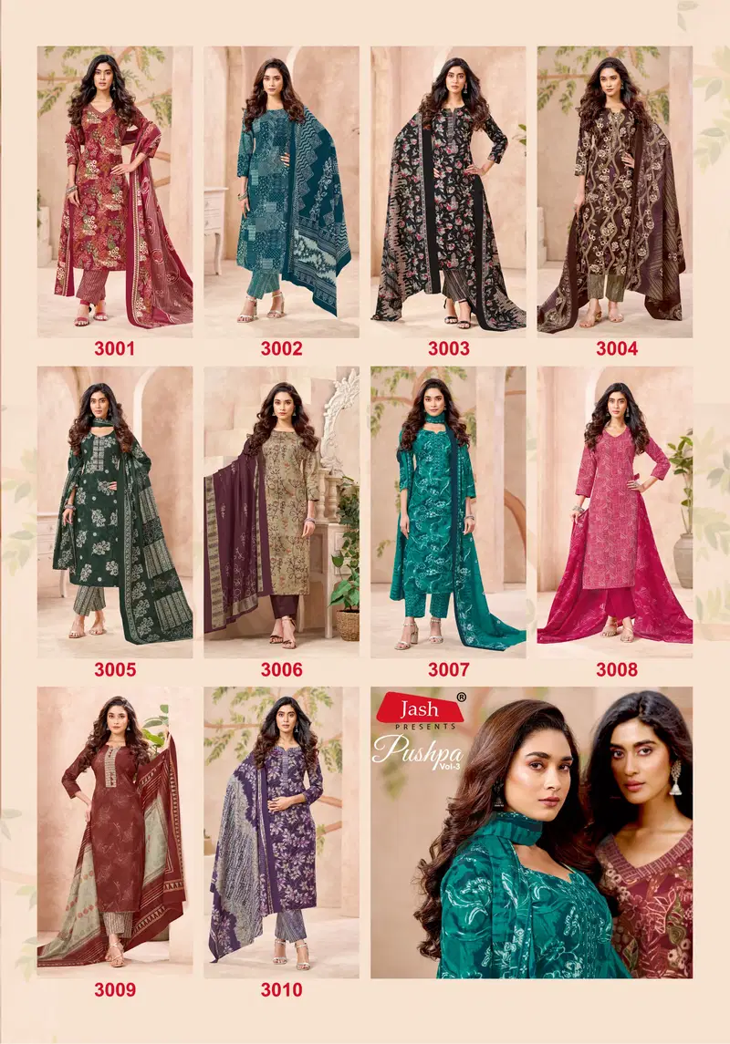 Jash Pushpa Vol 3 Pure Cotton Printed Dress Material Collection