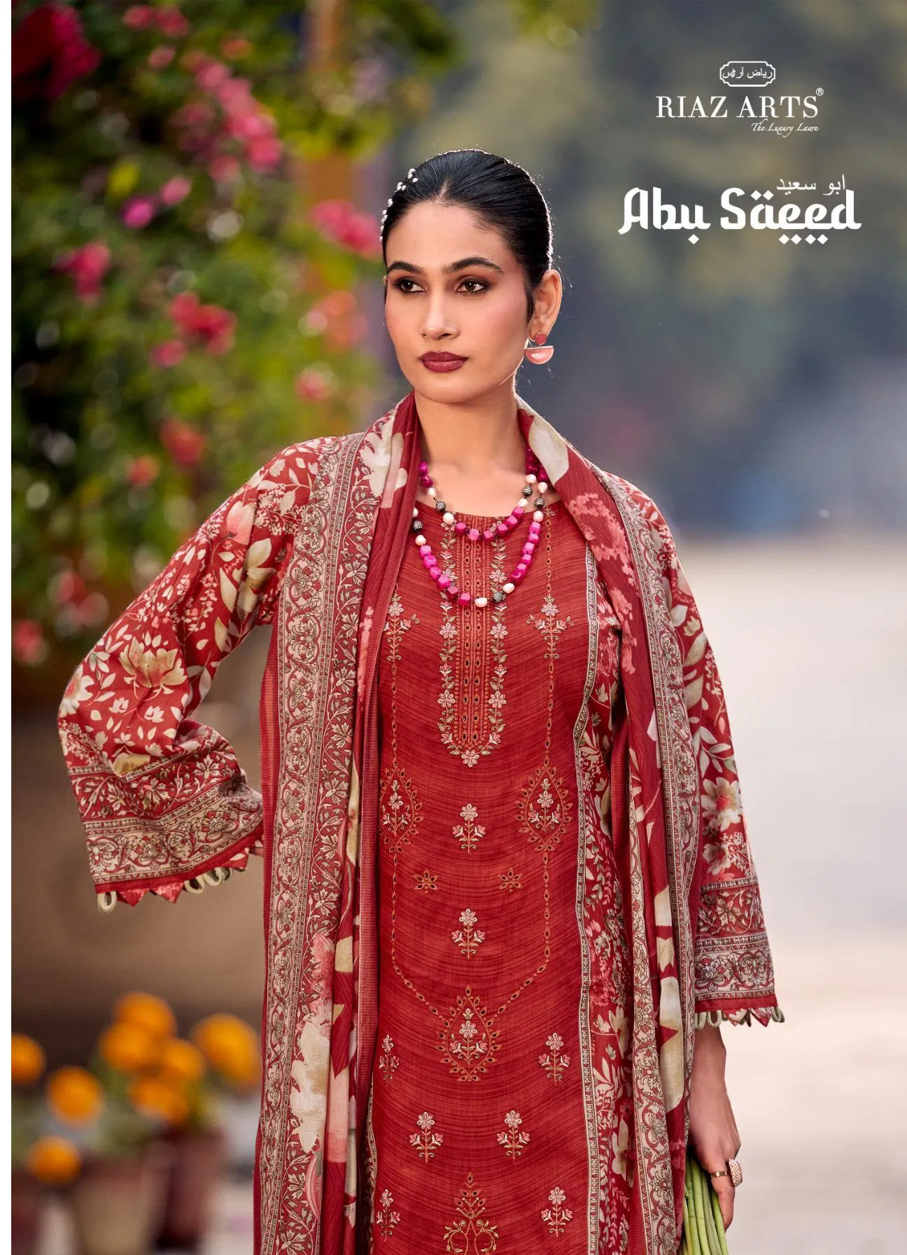 Riaz Arts Abu Saeed Cambric Cotton With Embroidery Dress Material