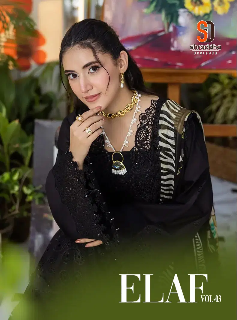 Shraddha Elaf Vol 3 Readymade Cotton Embroidered Work Pakistani Suits
