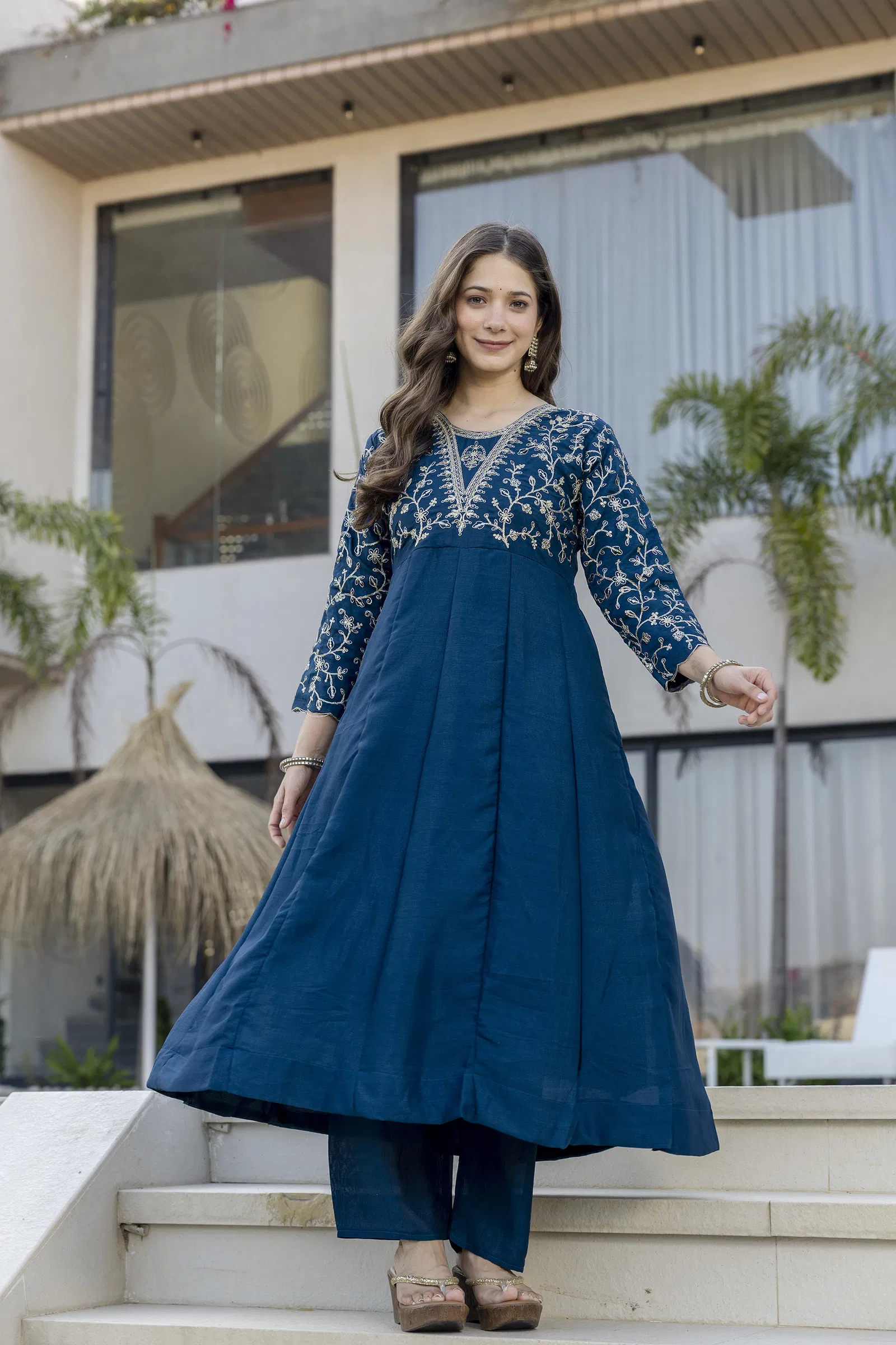 Devmonalisa 01 Vichitra Silk With Embroidery Kurti Pant And Dupatta